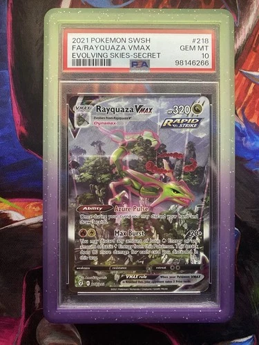PSA 10 Rayquaza VMAX (Alternate Art Secret) 218/203 SWSH07: Evolving Skies Holo