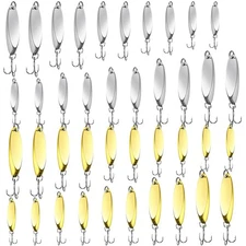 40 Pieces Fishing Lures Spoons Fishing Metal Saltwater Treble Trout Lures Har...