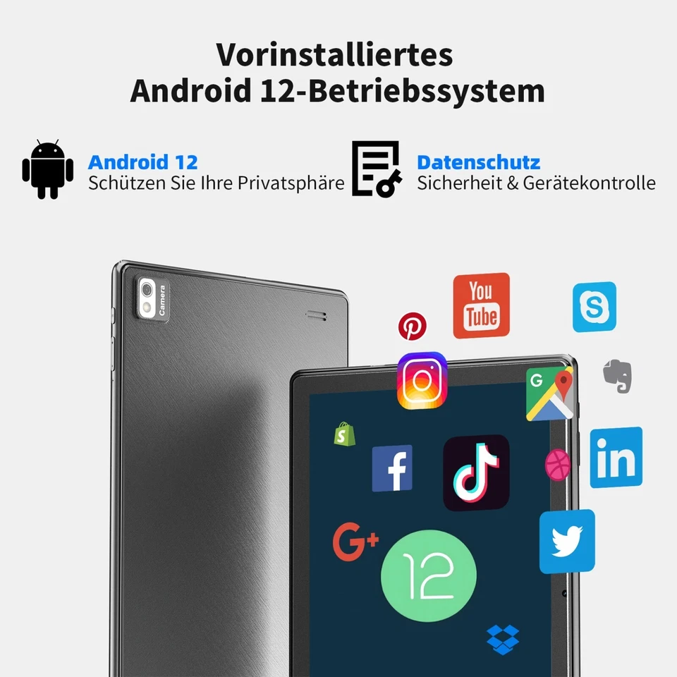 SGIN 10,1 Zoll Tablet 8GB RAM 128GB ROM Android 12 Octa-core 6000mAh Kamera GPS - Bild 4 von 4