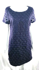 Monsoon Navy Textured Lace Party Evening Shift Dress UK 16 EU 44