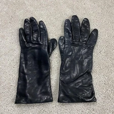 VTG Fownes Gloves Womens Size 7 Black Leather Cashmere Lined Dress Classic Boho