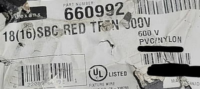Nexans #18awg 16 Stranded TFFN/AWM/MTW Building Wire Red /100ft