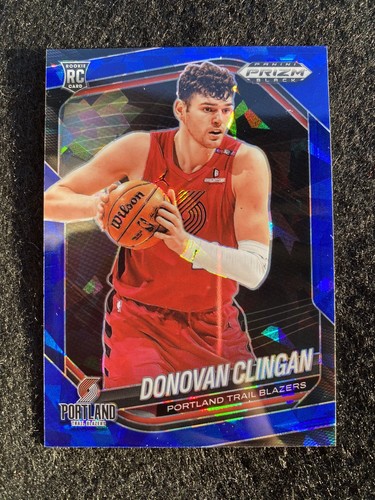 2024-25 Panini Prizm Black #131 Donovan Clingan Blue Ice /125 RC Blazers Rookie