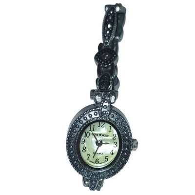 Cote d'Azur Womens Quartz Watch Vintage Style Silver Tone Mother of Pearl Dial