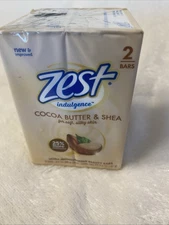 Zest Cocoa Butter & Shea Moisturizing Soap 4 oz ea, 2 BARS TOTAL ~ New, Sealed