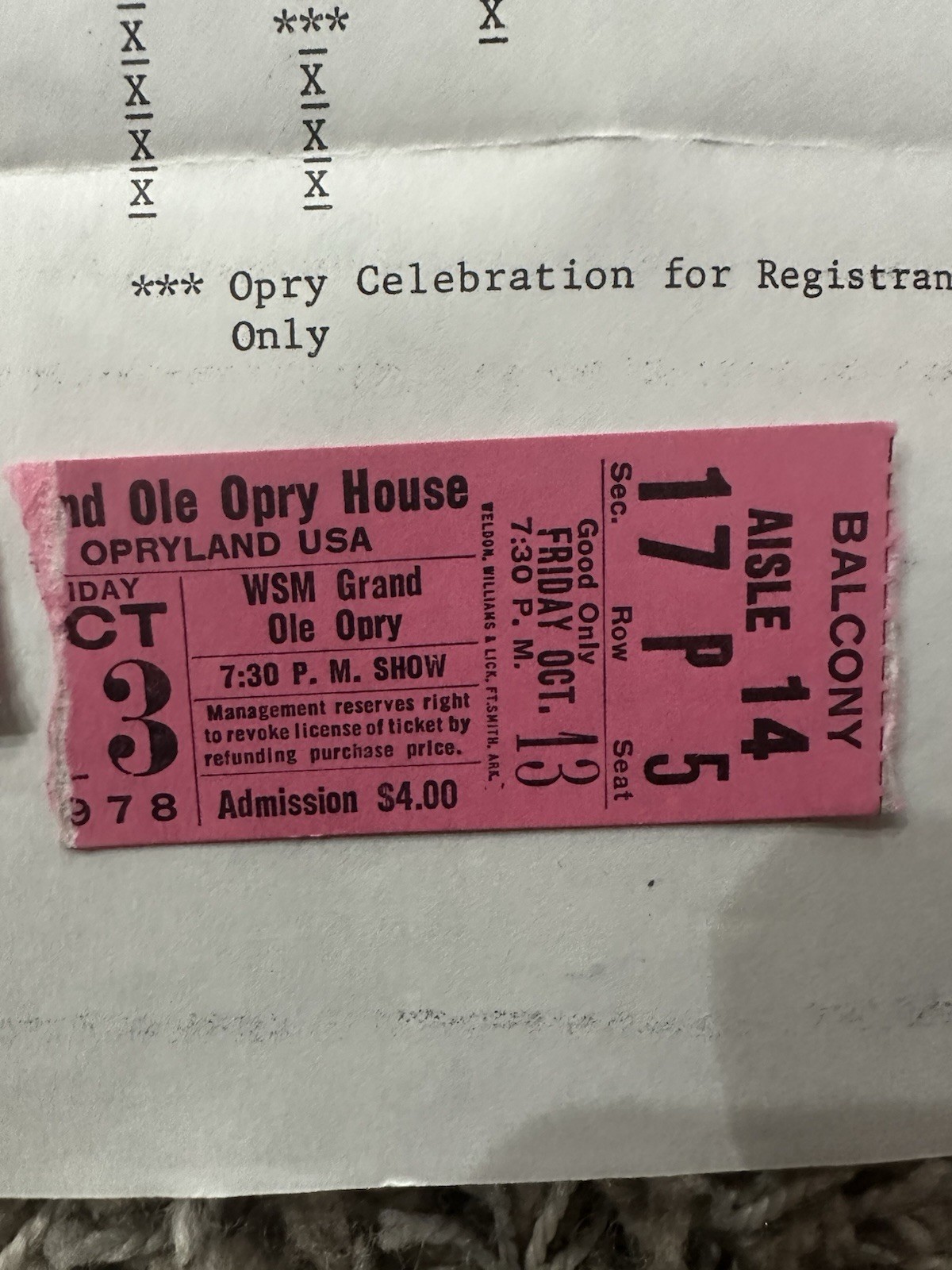 Vintage 1978 Opryland Ephemera Lot Tourist Souvenir Ticket Stubs Postcards Rare