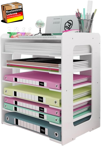 A4 Schreibtisch-Organizer 5-Tier Brieflager Stapelbar Dokumentenablage BüRo-image