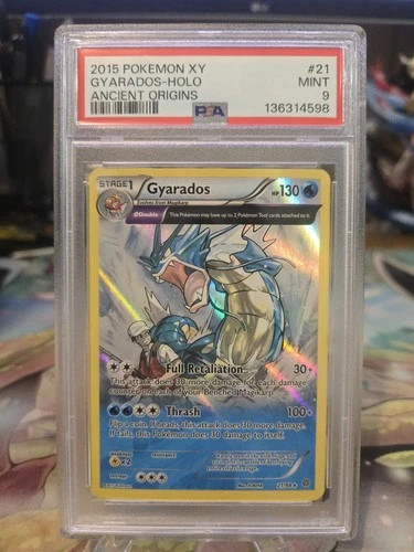 2015 POKEMON XY ANCIENT ORIGINS #21 GYARADOS-HOLO PSA 9