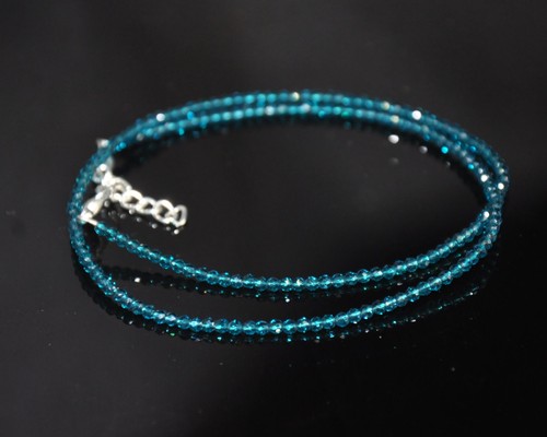 Blue Topaz Quartz Gemstone Grade AAA Faceted Rondelle topaz Beads Necklace, 2mm - Picture 2 of 3