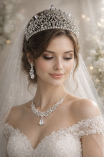 bridal headpiece tiara with jewelry set 3pc- 6