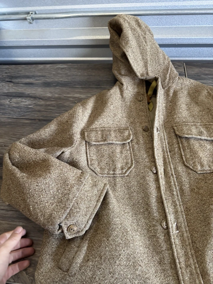 Chaqueta Abrigo Vintage WOOLRICH PARA HOMBRE Grande REVERSIBLE Con Capucha Trabajo Cálido Usado en Excelente Condición Foto 3 de 4