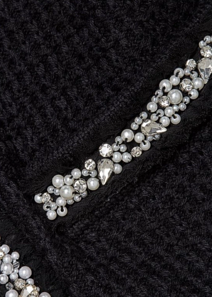 Cárdigan Alice & Olivia Suéter Chaqueta de Noche Negro Para Mujer XS Adornado Foto 2 de 4