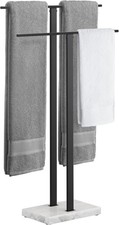 KES Free Standing Towel Rail with Marble Base, Black Towel Rack 2 Tiers Towel