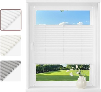 Plissee 90x130 cm Weiß Klemmfix ohne Bohren Fenster Rollo Top Down Bottom Up