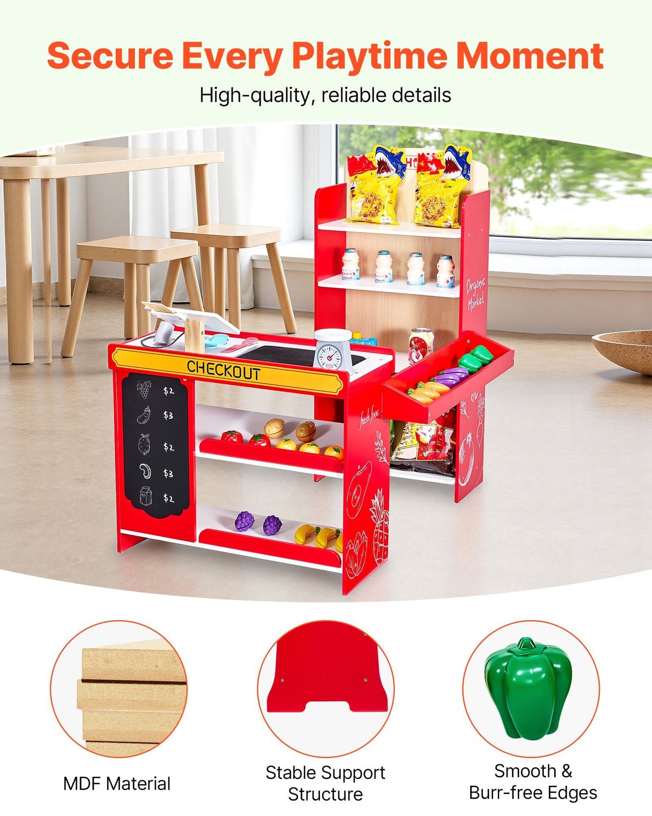 как выглядит Kids Grocery Store Playset Supermarket Toy with Cash Register Shopping Cart фото