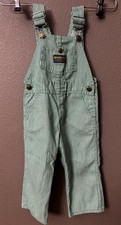 VINTAGE OshKosh B'GOSH Vestbak Green/White Striped BIB Overalls SZ 4T USA 90S