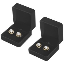 2 Pieces Classic Velvet Jewelry Earring Gift Box for Stud Earring Necklace Pe...