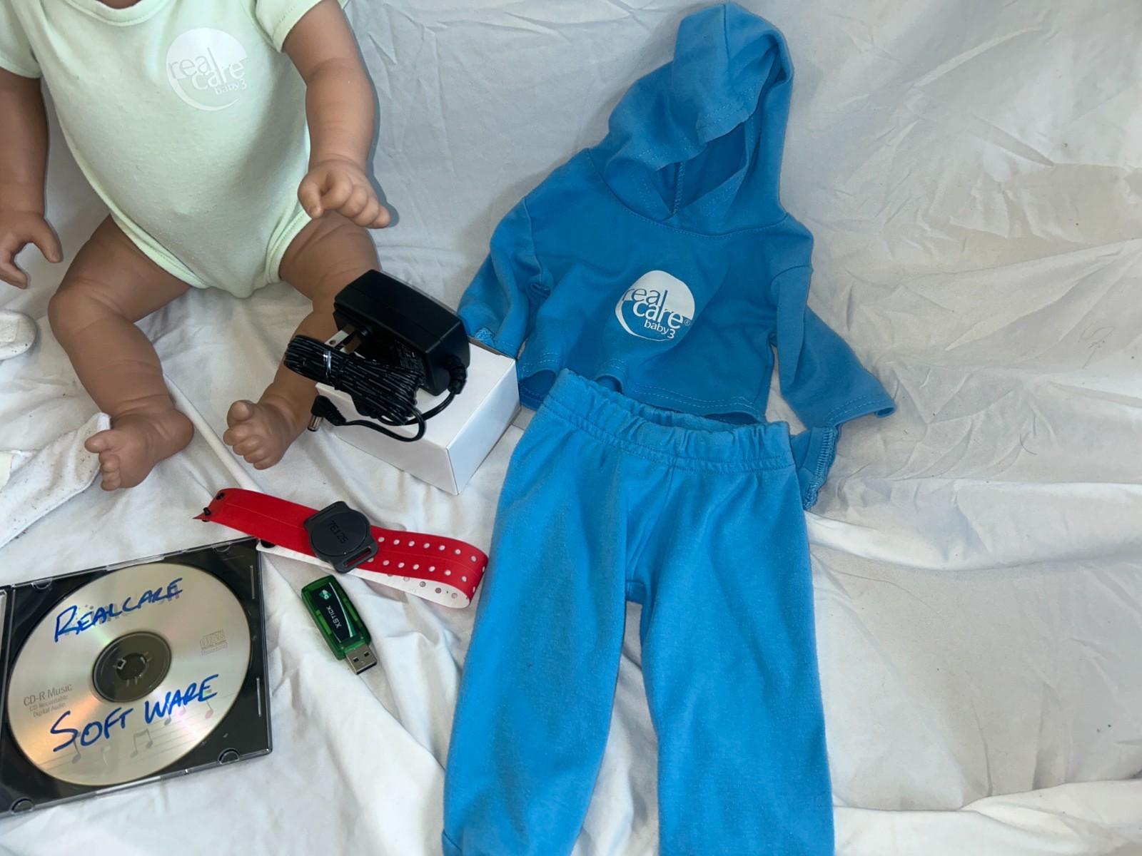 NICE RealCare 3 Doll Set White Male Boy Baby + X stick Programmer + Accessories