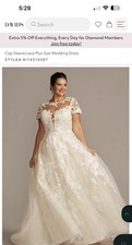 David's Bridal Plus 16W Ivory Lace Illusion Cap Sleeve Ball Gown AI14310307