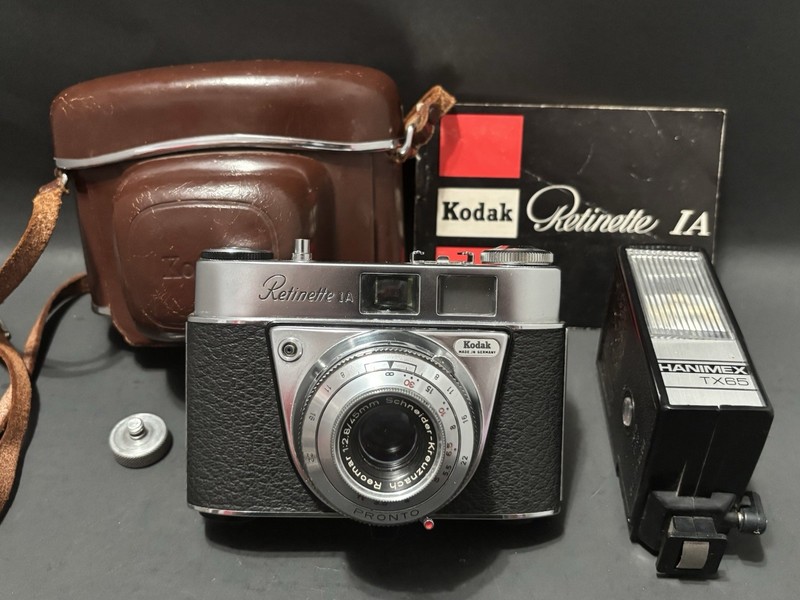 Kodak Retinette IA 35mm Film Camera Schneider Reomar Lens Case Flash Tested