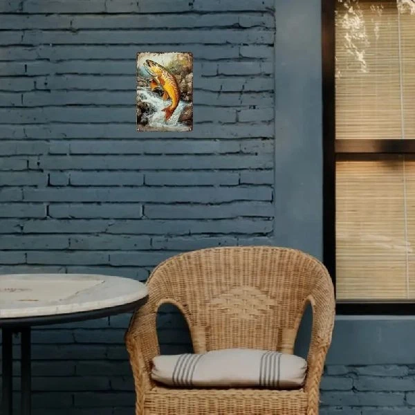 Blechschild Forelle Fisch Angeln Nostalgie Vintage Metallschild 30x20cm TEL2304 - Bild 2 von 2