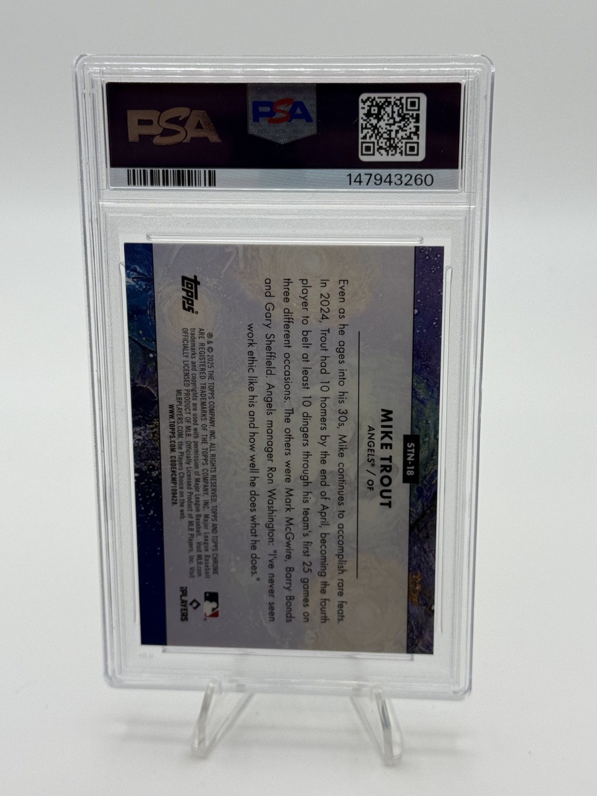 2025 Topps Cosmic - Mike Trout Stars in the Night Gold Interstellar /50 PSA 9 view 2