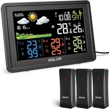 BALDR Weather Station Indoor and Outdoor Temperature and Humidity with 3 sensors