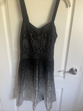 VINTAGE FREE PEOPLE Black Silver Strappy Mini Dress XS