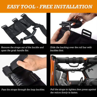4pcs/Set Car Weaved Style Roll Bar Grab Handle Gri... - Grandado 4pcs/Set Car Weaved Style Roll Bar Grab Handle Gri... - Grandado