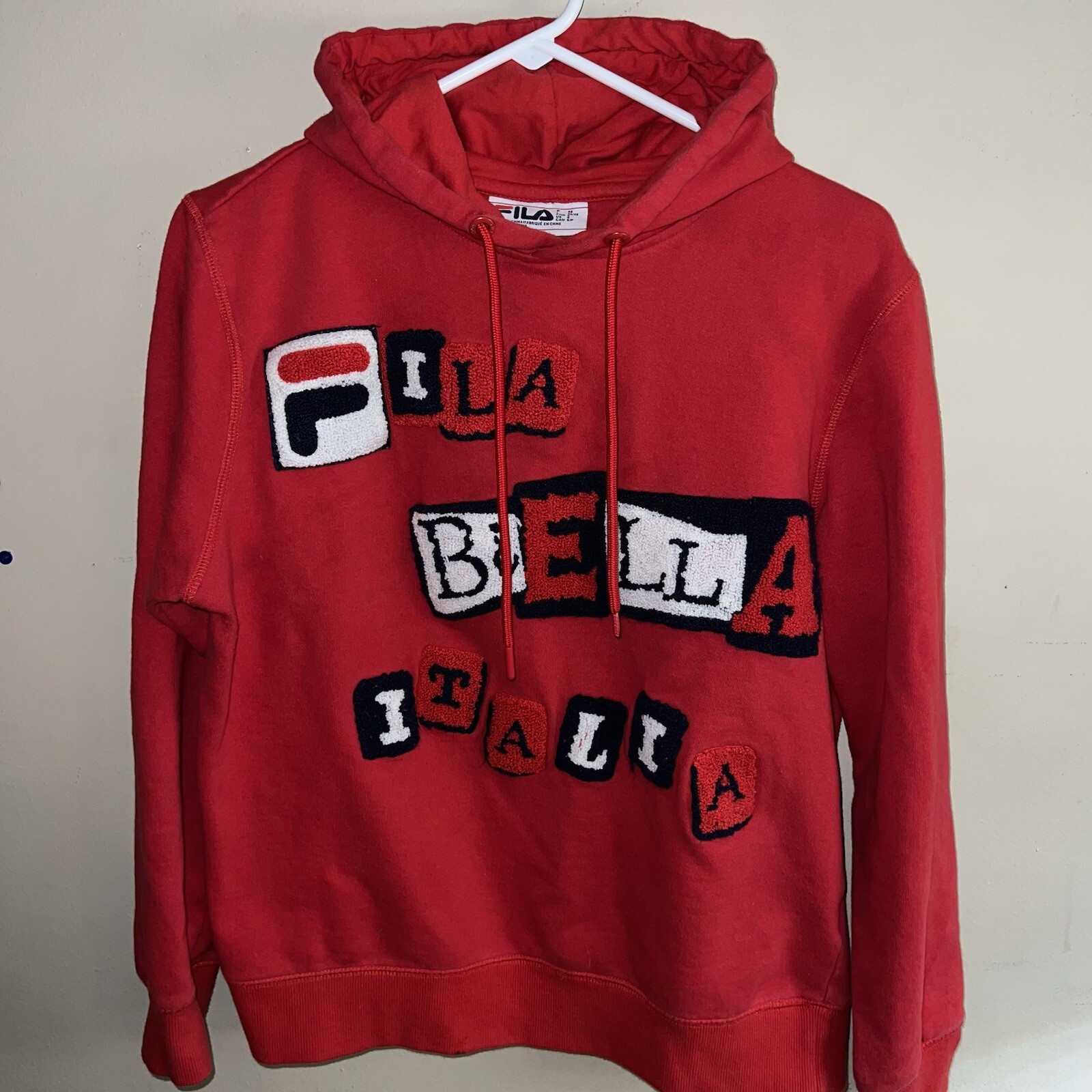 Fila Felpa Donna con Cappuccio Piccola Rosso Cotone con Pullover Poliestere