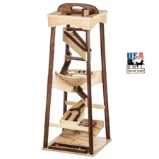 40" TALL MARBLE PYRAMID RUN Large Wood Toy with Marbles Maple Walnut Finish USA