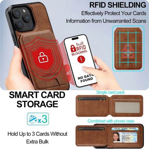 Für iPhone 16 15 14 13 12 11 XS XR 78 SE Magnet Hülle mit MagSafe Leder Wallet - Bild 37 von 78