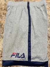 BOY S FILA ACTIVE GRAY SHORTS WITH NAVY STRIPE SIZE 14/16