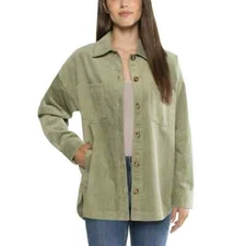 Matty M Ladies' Corduroy Shirt Jacket - GREEN (Select Size: XS-3X) FAST SHIPPING