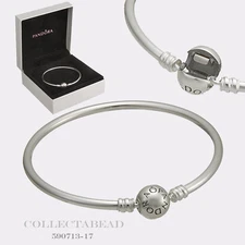 Authentic Pandora Sterling Silver Bangle Bracelet 6.7" with Hinged Box 590713-17