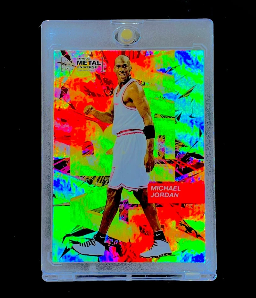 MICHAEL JORDAN RARO HOLO REFRACTOR LÁMINA DE PLATA Inserto de cubierta superior - TOROS Foto 2 de 4