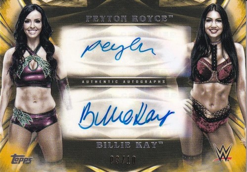 2019 Topps Wwe Undisputed Wrestling Billie Kay Peyton Royce Dual Auto /10 Gold - Picture 1 of 1