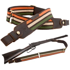 Shooting Leather with Cotton Rifle Gun Sling Vintage Shotgun Shoulder Strap Belt