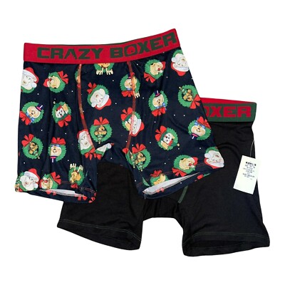 Crazy Boxer Mutande Uomo A Tema Natale – Boxer Briefs, Microfibra, Vari Colori