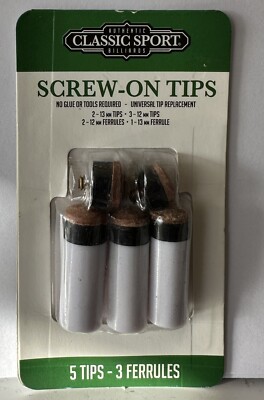 Classic Sport Screw On Tip 12mm 13mm Ferrules Replacement Billiard Cue Pool