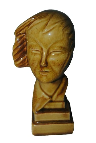 Vintage HAEGER pottery Art Deco woman's bust by Franz Joseph Koenig.