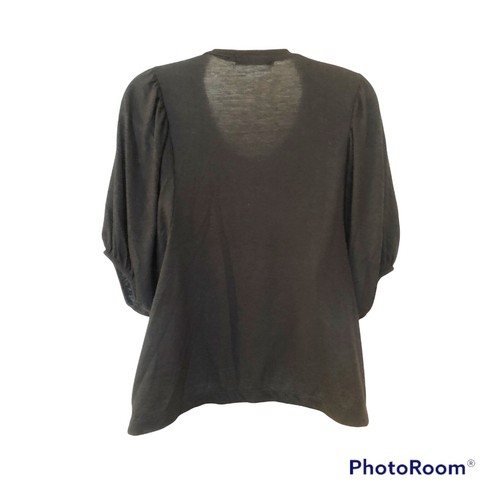 Hannah Jones Black Balloon Sleeve Clear Button Top - Size S/M - Picture 3 of 11
