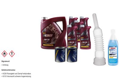 5L MANNOL Motoröl Energy 5W-30 API SL inkl. Additiv Auslaufschlauch Reiniger