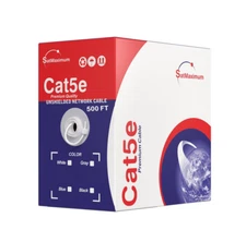 500ft CAT5e UTP Solid Ethernet Network LAN Cable 24AWG Pull Box Bulk Wire White