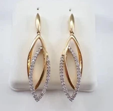 14k Yellow Gold Plated In 1.20Ct Round Simulated Diamond Drop Push Back Earring