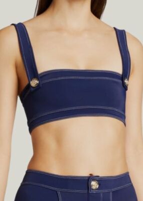 $175 Oye Women's Blue Lavinia Bandeau Bikini Top Swimwear Size Small