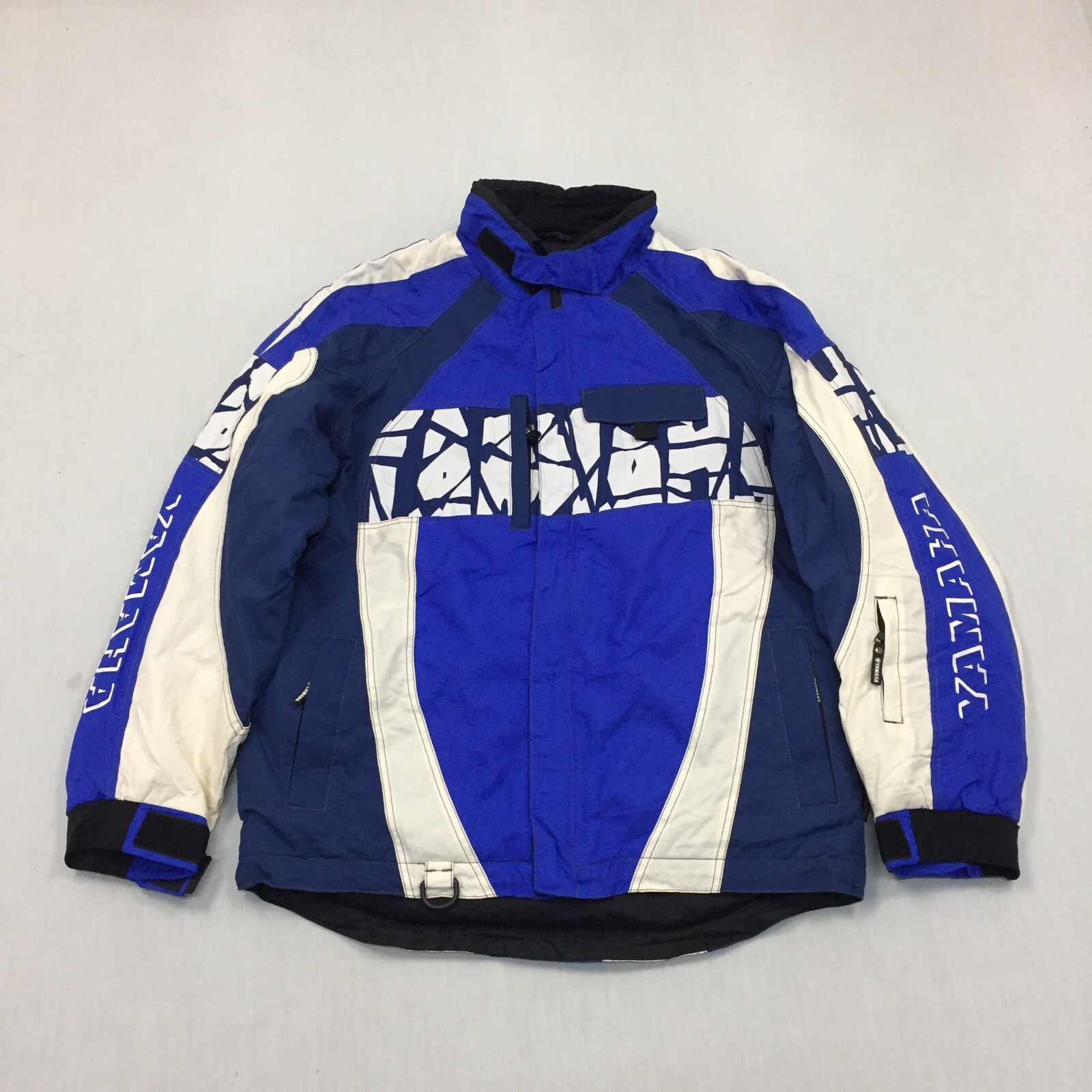 Yamaha Motorcycle Edge Jacket Mens Size Large Nylon Biker Blue White (L)