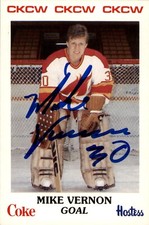 Mike Vernon Signed 1984-85 CKCW Moncton Flames Pre Rookie Card #30