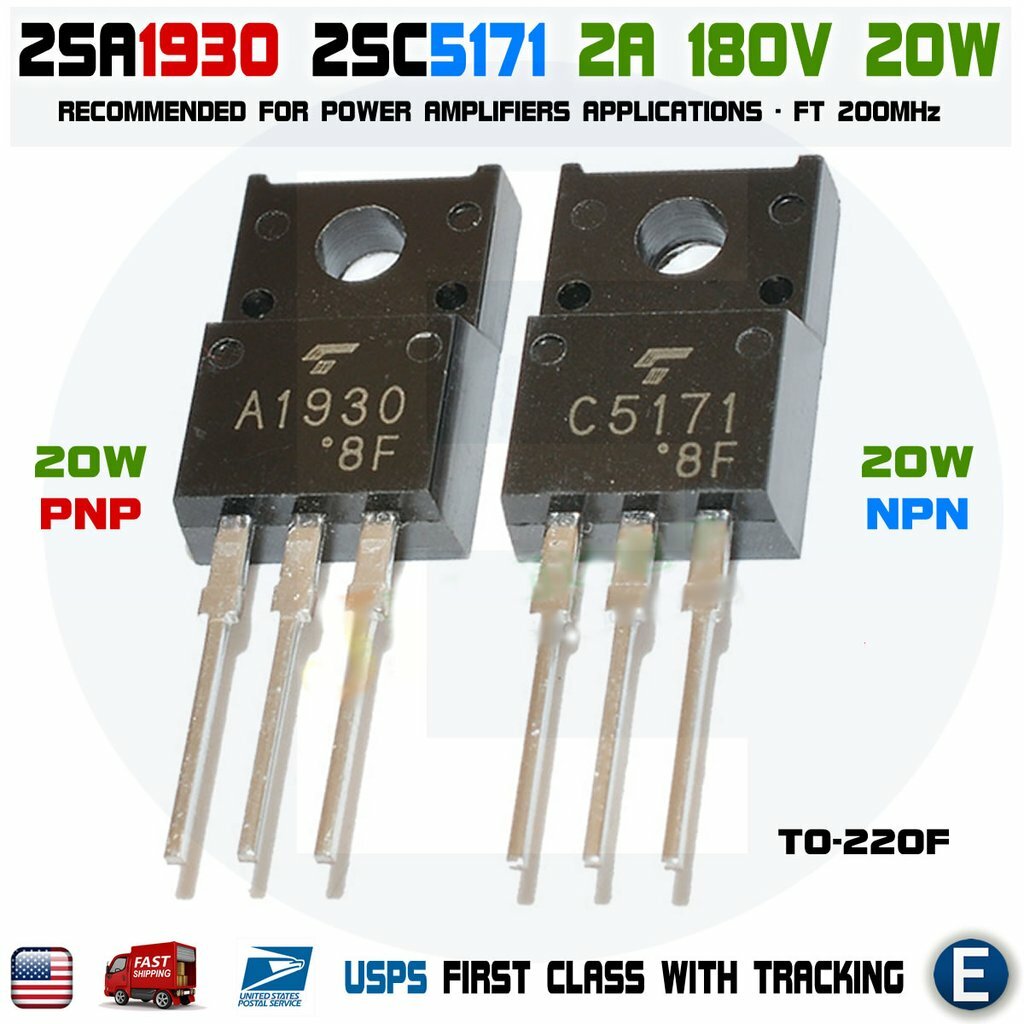 Chanzon 10pcs 2SA1930 & 2SC5171 Transistor Assortment - TO-220F BJT PNP + NPN Kit For DIY Electronics Projects - View #6