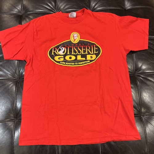 Vtg KFC Kentucky Fried Chicken COLONEL'S ROTISSERIE GOLD CHICKEN Shirt L
